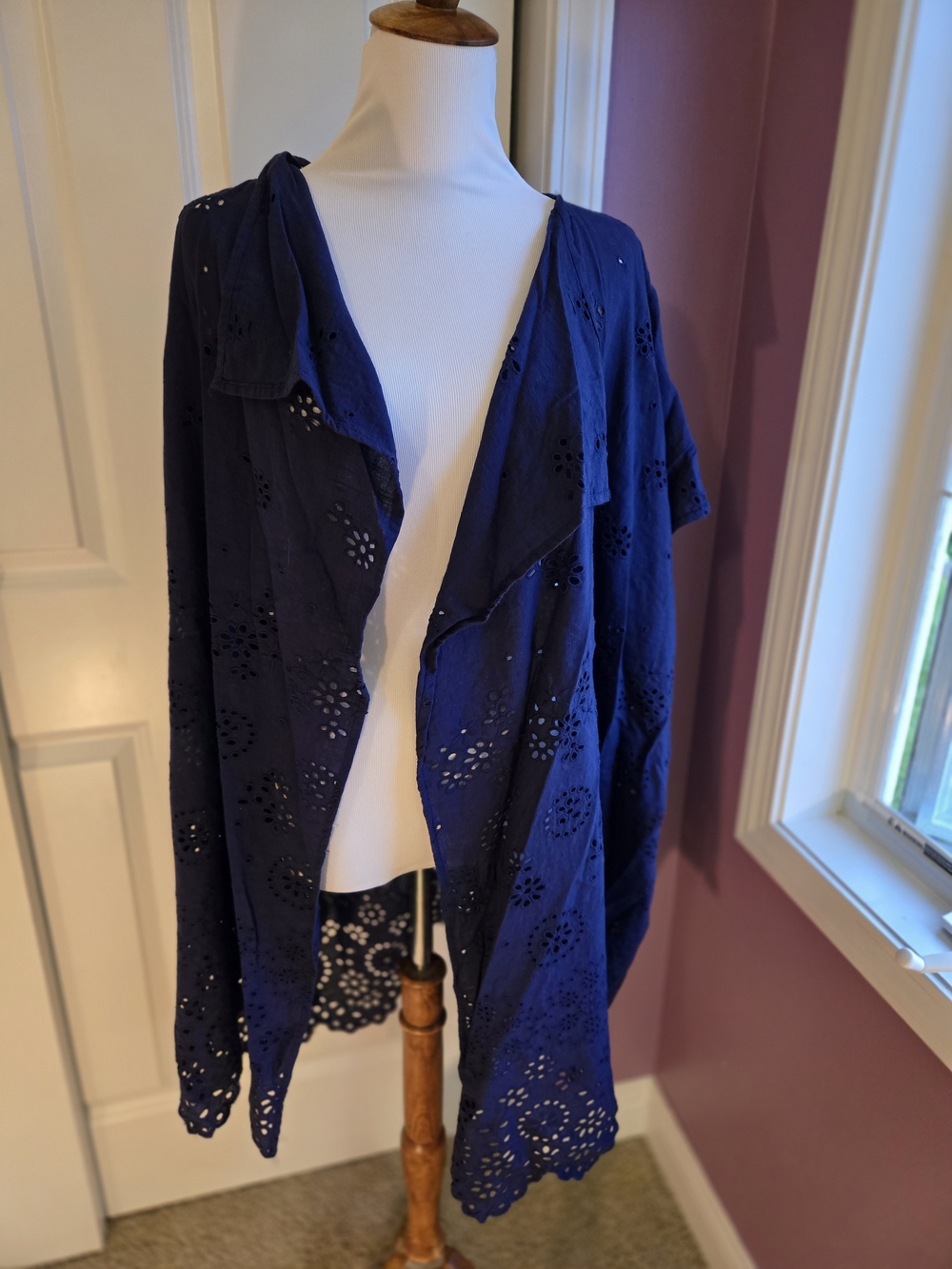 J. Crew Navy Eyelet Open-Front Wrap M/L